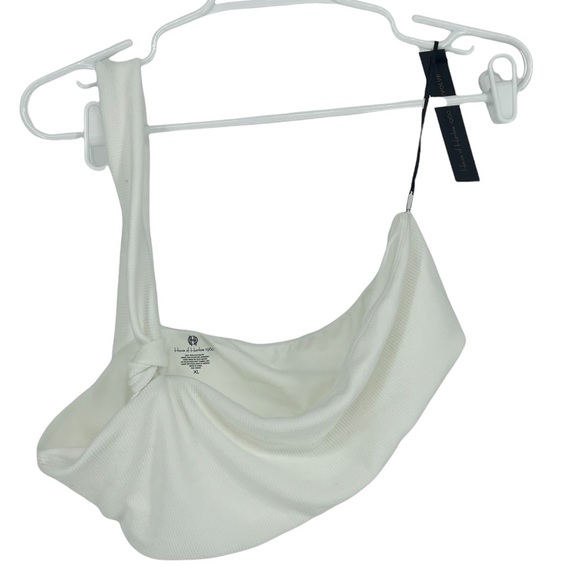 HOUSE OF HARLOW 1960 NWT X REVOLVE KNOT TIE RIBBED CROP WHITE TANK TOP XL - Picture 2 of 6